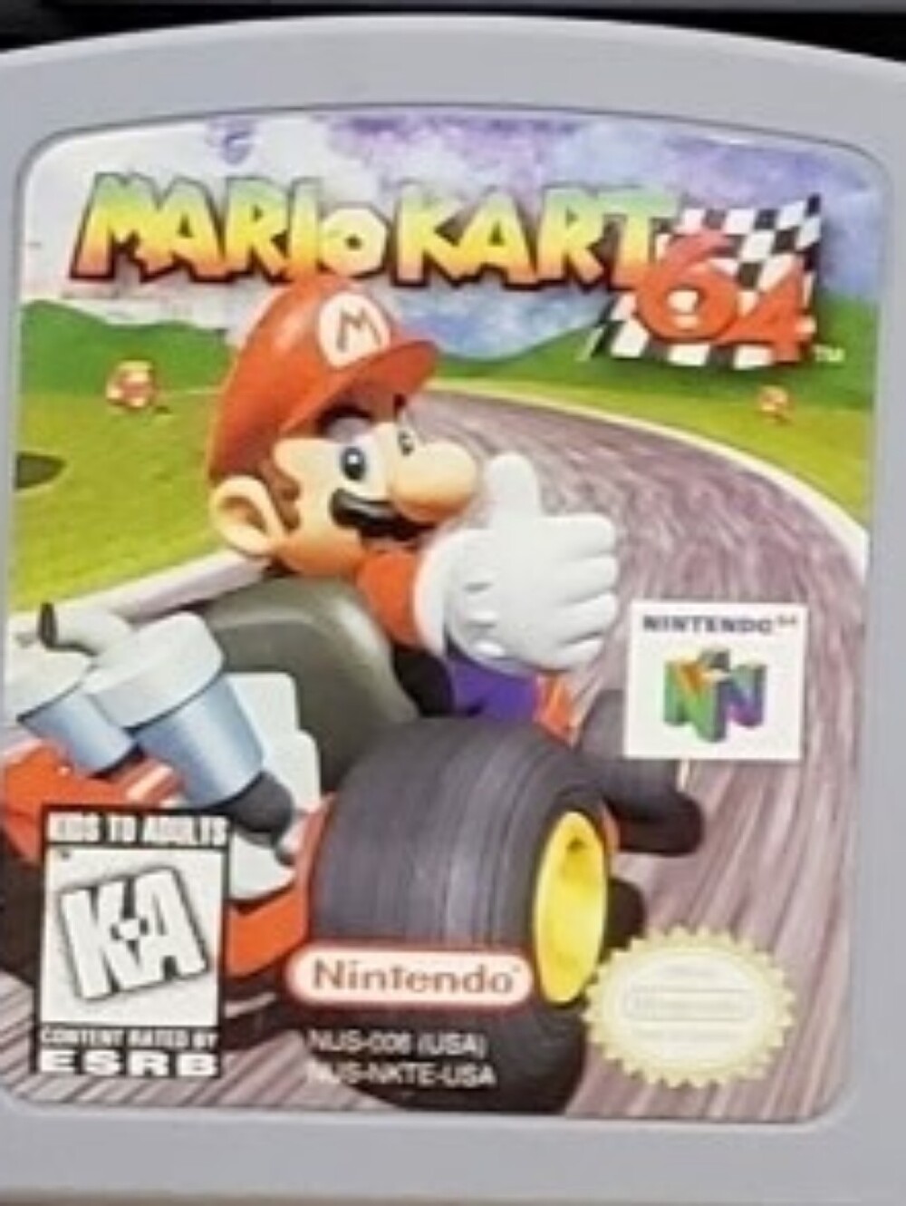 Nintendo Mario Kart 64 Gray Cartridge with Colorful Label